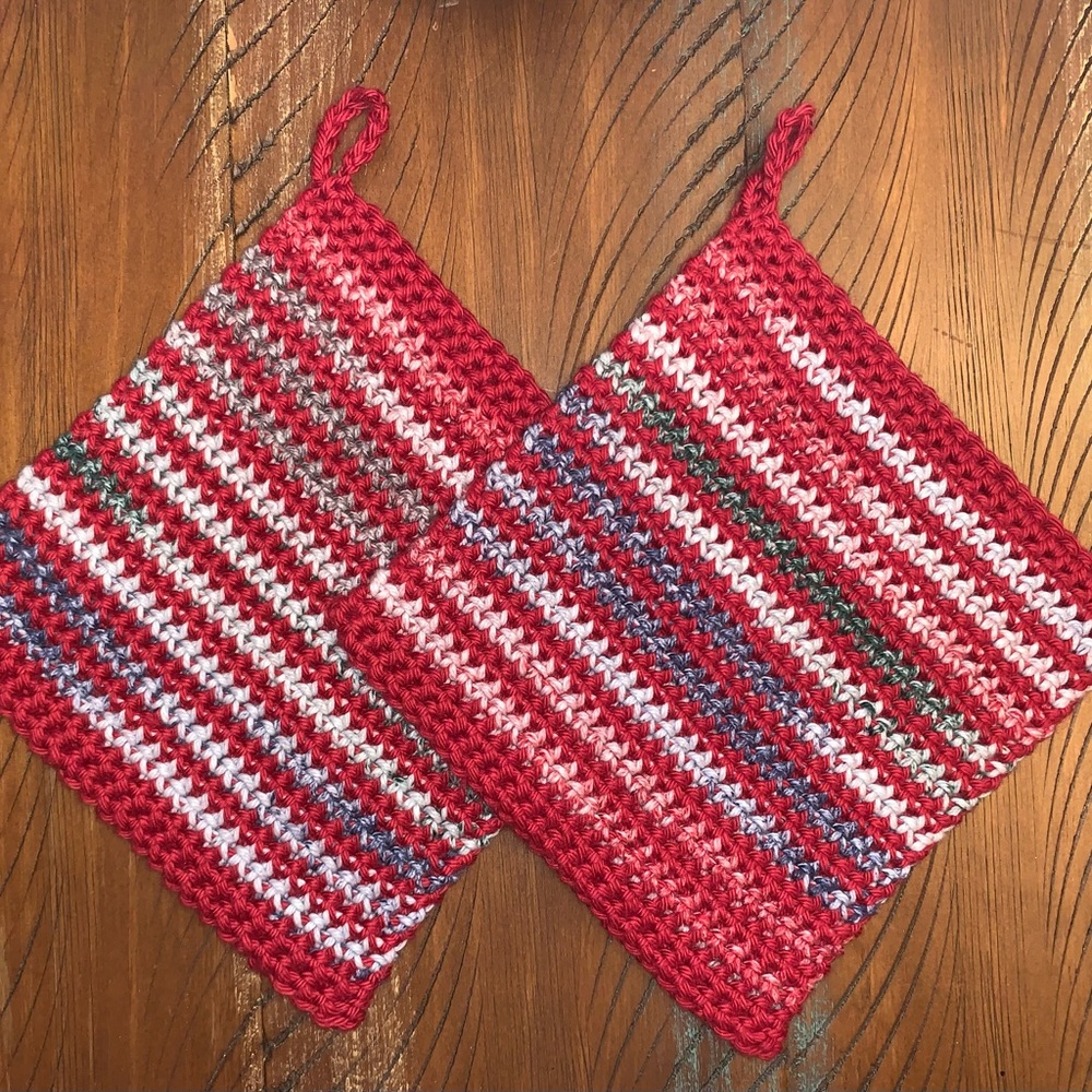 Handmade Thick Cotton Potholders-Crocheted